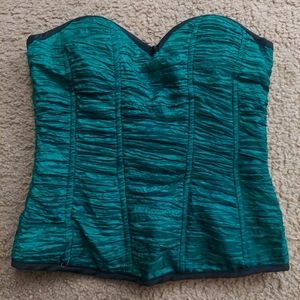 Emerald green rouched corset style top